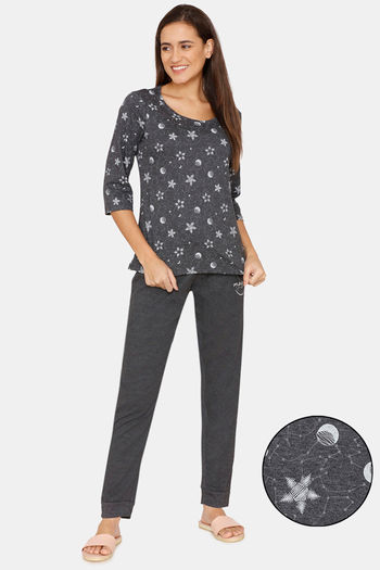 Buy Rosaline Starry Nights Knit Cotton Pyjama Set - Black Beauty